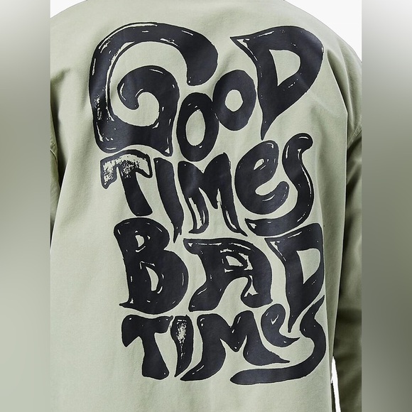 Men’s Forever 21 Good Times Bad Times Graphic Coach Jacket Size Small - Picture 5 of 5